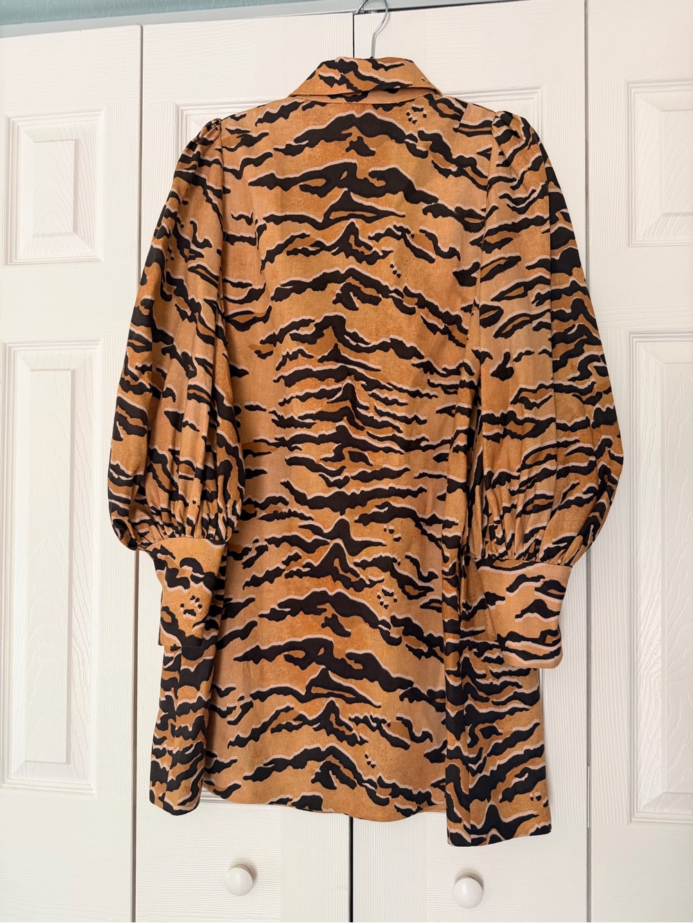 Zimmermann 100% Linen Tiger-Print Mini Dress in Tan and Black - Picture 7 of 12
